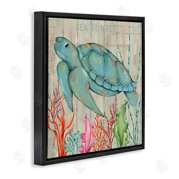 Stupell Industries Emma Leach | Rustic Sea Turtle Animal Wall Art