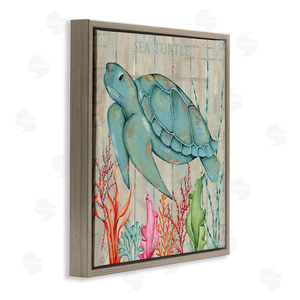 Stupell Industries Emma Leach | Rustic Sea Turtle Animal Wall Art