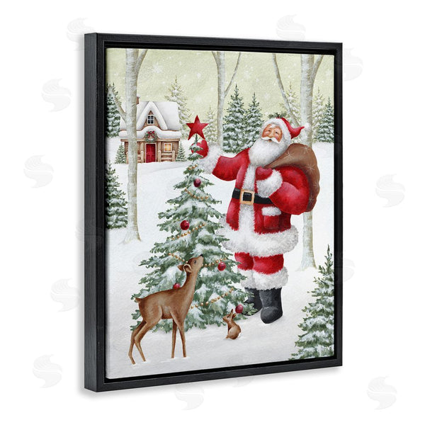 Stupell Industries Emma Leach | Santa & Snowy Cabin Wall Art