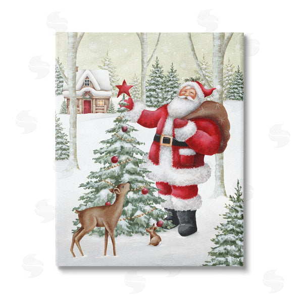 stupell industries Emma Leach | Santa & Snowy Cabin Wall Art