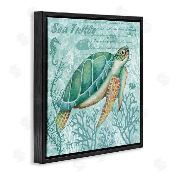 Stupell Industries Emma Leach | Sea Turtle Detailed Coral Silhouettes Fancy Script Wall Art