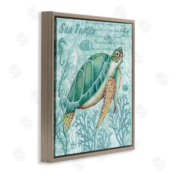 Stupell Industries Emma Leach | Sea Turtle Detailed Coral Silhouettes Fancy Script Wall Art