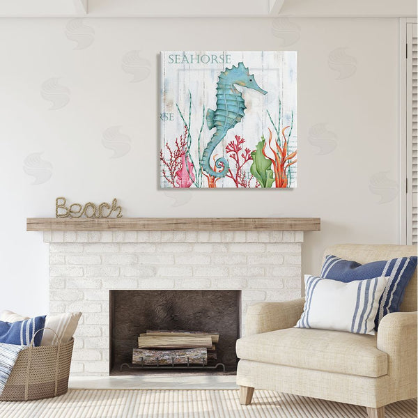 Stupell Industries Emma Leach | Seahorse On Rustic Plank Pattern Wall Art