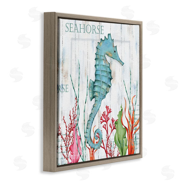 Stupell Industries Emma Leach | Seahorse On Rustic Plank Pattern Wall Art