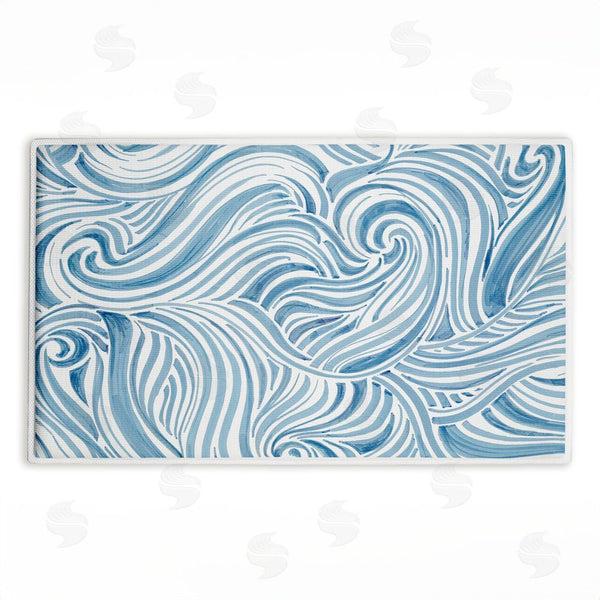 stupell industries Emma Peal | Blue Sea Scrolls Pattern Plush Bath Mat