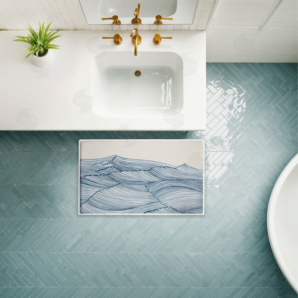 Stupell Industries Emma Peal | Lines Of Sea Waves Plush Bath Mat