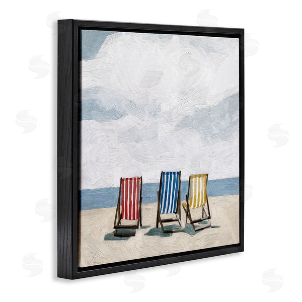 Stupell Industries Emma Scarvey | Beach Chairs Coastal Cloudy Shore Wall Art