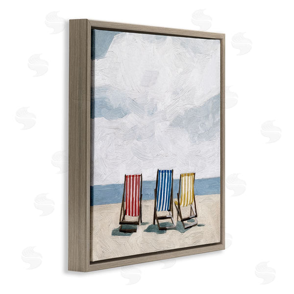 Stupell Industries Emma Scarvey | Beach Chairs Coastal Cloudy Shore Wall Art