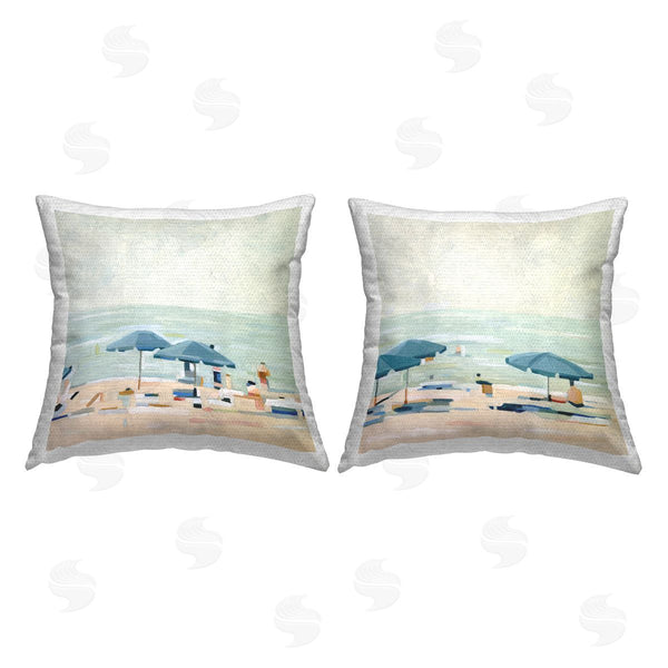 Stupell Industries Emma Scarvey | Beachgoers Sunny Summer Shoreline Printed Throw Pillow Set