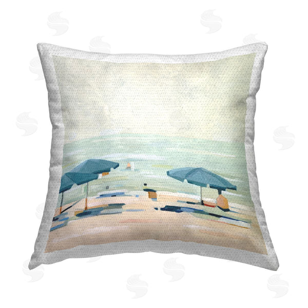 Stupell Industries Emma Scarvey | Coastal Summer Beach Shore Scenery Printed Throw Pillow