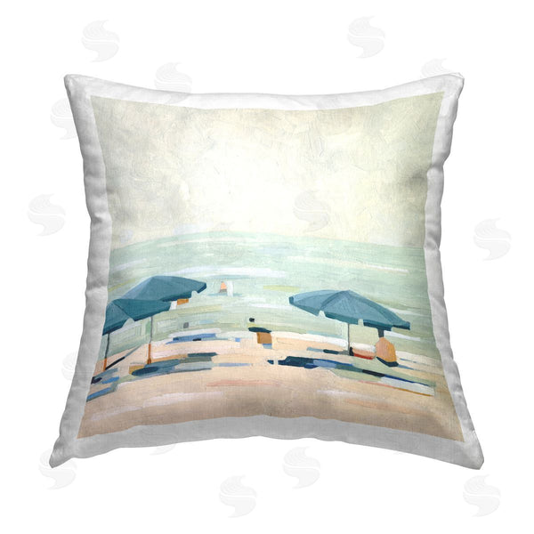 stupell industries Emma Scarvey | Coastal Summer Beach Shore Scenery Printed Throw Pillow