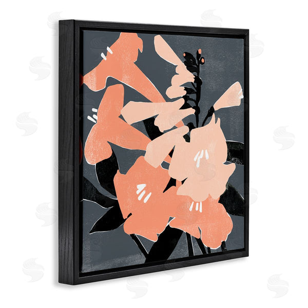 Stupell Industries Emma Scarvey | Pink Pop Lilies Over Dark Grey Neutral Branches Wall Art