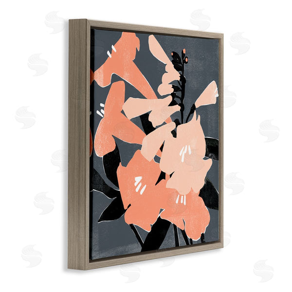 Stupell Industries Emma Scarvey | Pink Pop Lilies Over Dark Grey Neutral Branches Wall Art