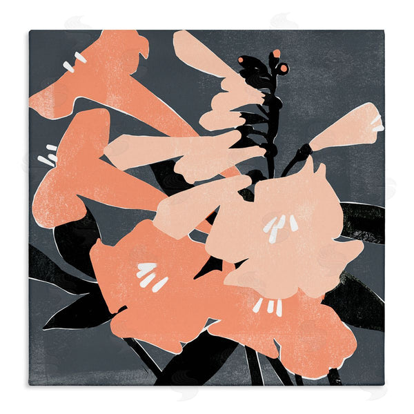 stupell industries Emma Scarvey | Pink Pop Lilies over Dark Grey Neutral Branches Wall Art