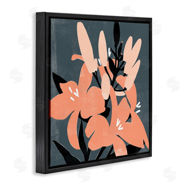 Stupell Industries Emma Scarvey | Tropical Pop Pink Lilies Dark Neutral Floral Branches Wall Art
