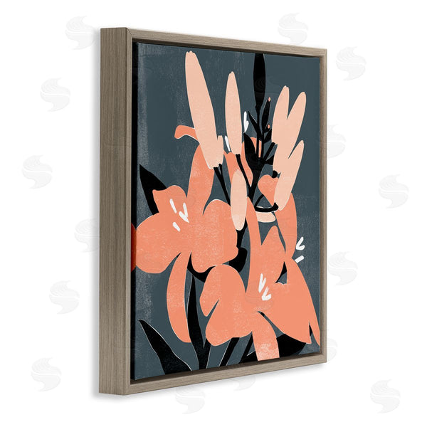 Stupell Industries Emma Scarvey | Tropical Pop Pink Lilies Dark Neutral Floral Branches Wall Art