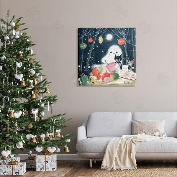 Stupell Industries Emma Valenghi | Cat & Ghost Baking Pumpkin Cake Wall Art