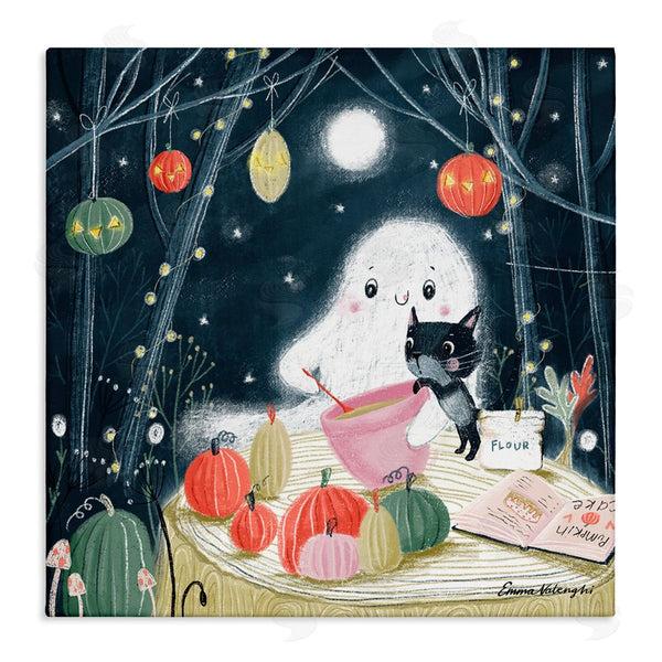 stupell industries Emma Valenghi | Cat & Ghost Baking Pumpkin Cake Wall Art