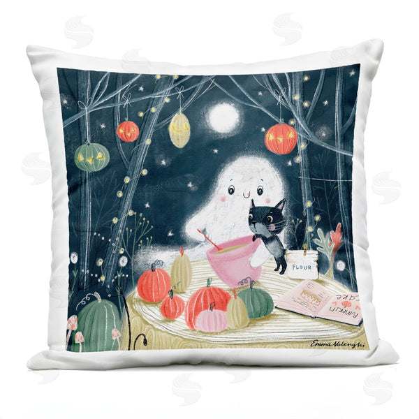 Stupell Industries Emma Valenghi | Halloween Ghost & Cat Baking Printed Throw Pillow