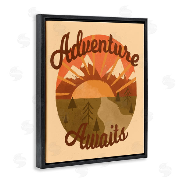 Stupell Industries EmmaKisstina | Adventure Awaits Mountain Sunrise Scenery Calligraphy Phrase Wall Art