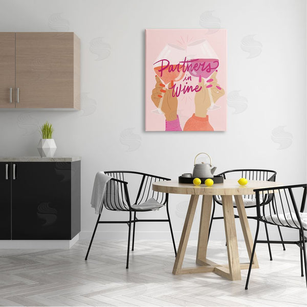 Stupell Industries EmmaKisstina | Wine Partners Text Glam Sassy Friends Calligraphy Wall Art