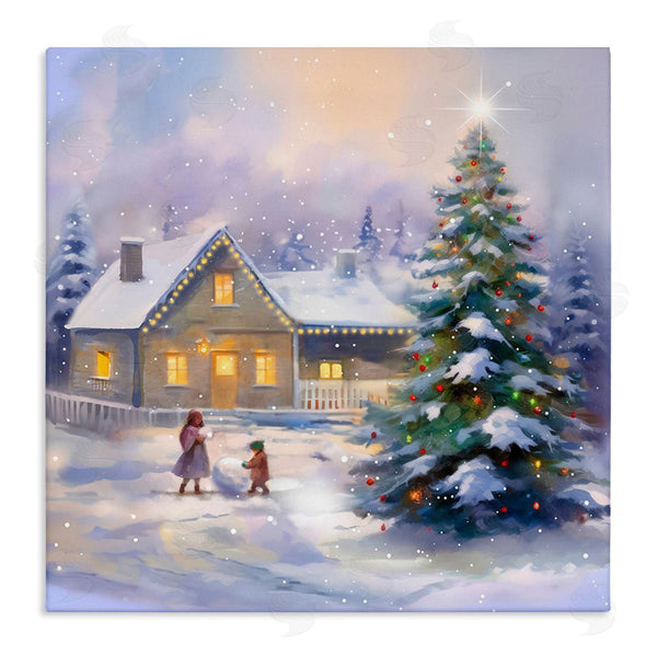 stupell industries Enrico McGarrigle | Children Building Snowman Wall Art