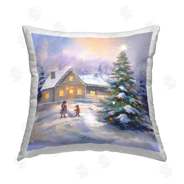 Stupell Industries Enrico McGarrigle | Kids Making Snowman Printed Throw Pillow