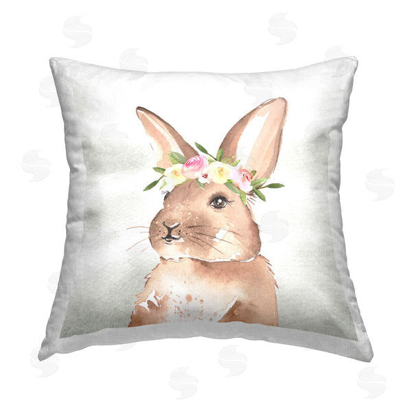 stupell industries Enya Todd | Bunny with Flower Crown Printed Throw Pillow