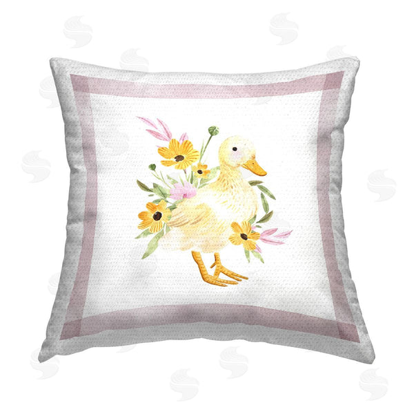 Stupell Industries Enya Todd | Duck & Yellow Daisies Printed Throw Pillow