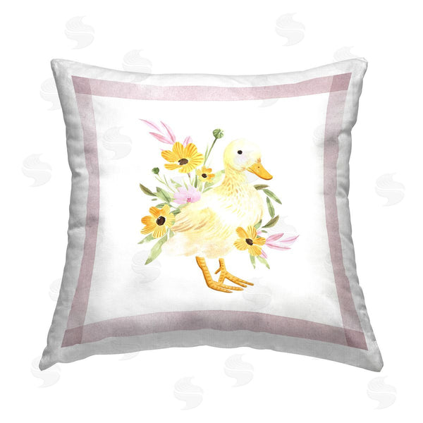stupell industries Enya Todd | Duck & Yellow Daisies Printed Throw Pillow