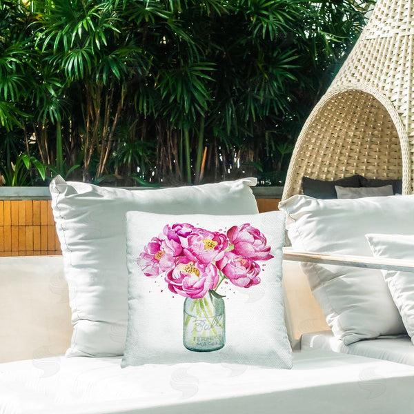 Stupell Industries Enya Todd | Pink Peony Jar Printed Throw Pillow