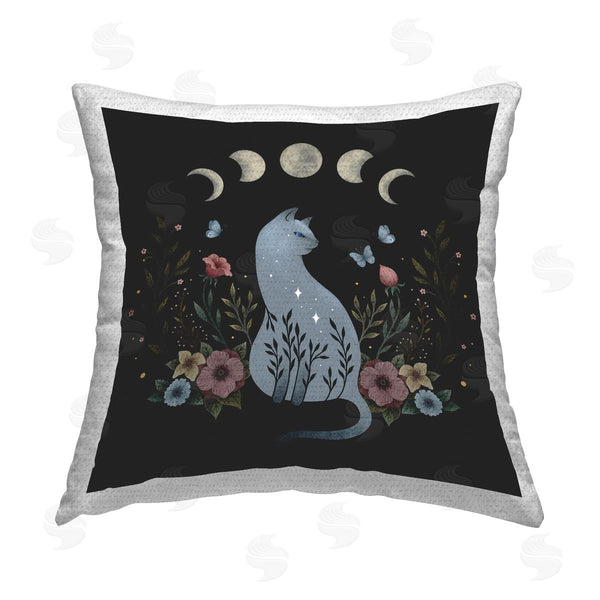 Stupell Industries Episodic Drawings | Botanical Cat & Moon Printed Throw Pillow