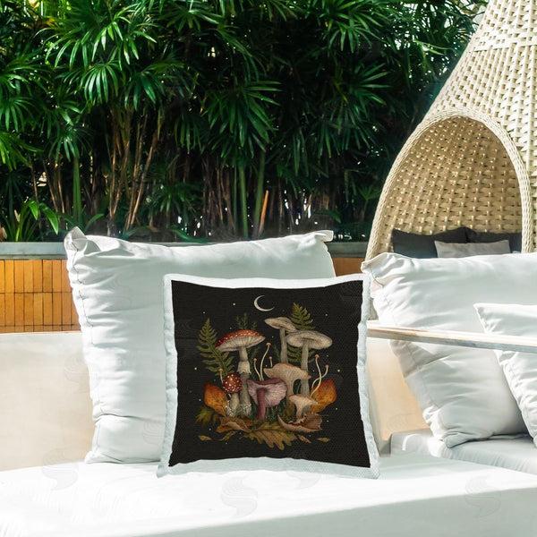 Stupell Industries Episodic Drawings | Detailed Woodland Mushrooms Printed Throw Pillow