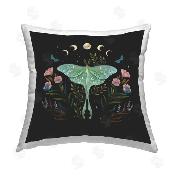 stupell industries Episodic Drawings | Moon Phases Moth Printed Throw Pillow