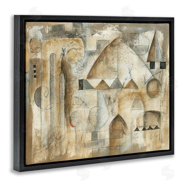 Stupell Industries Eric Waugh | Traditional Abstract City Architecture Triangular Shapes Brown Beige Wall Art