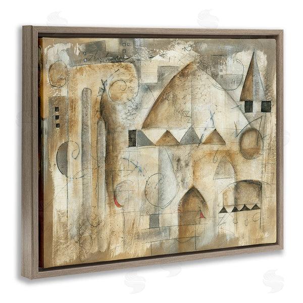 Stupell Industries Eric Waugh | Traditional Abstract City Architecture Triangular Shapes Brown Beige Wall Art