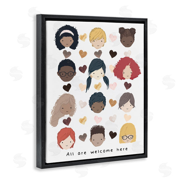 Stupell Industries Erica Billups | All Welcome Here Child Portraits Hearts