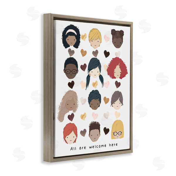 Stupell Industries Erica Billups | All Welcome Here Child Portraits Hearts