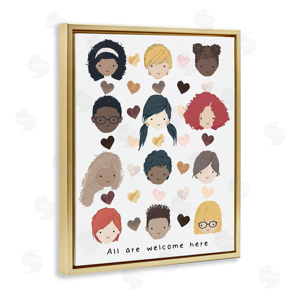 Stupell Industries Erica Billups | All Welcome Here Child Portraits Hearts