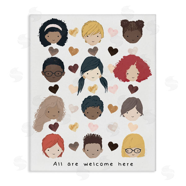 stupell industries Erica Billups | All Welcome Here Child Portraits Hearts
