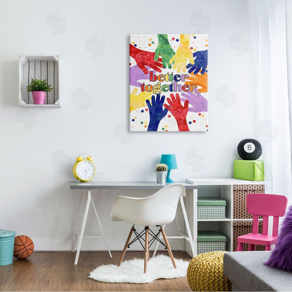 Stupell Industries Erica Billups | Better Together Diversity Phrase Children's Rainbow Hands Wall Art