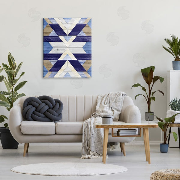 Stupell Industries Erica Billups | Blue Rustic Aztec Pattern Wall Art