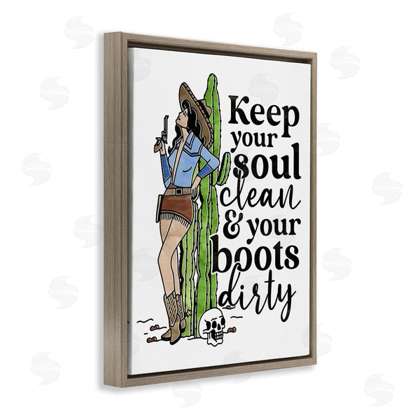 Stupell Industries Erica Billups | Cowgirl Soul Clean & Boots Dirty Phrase Wall Art