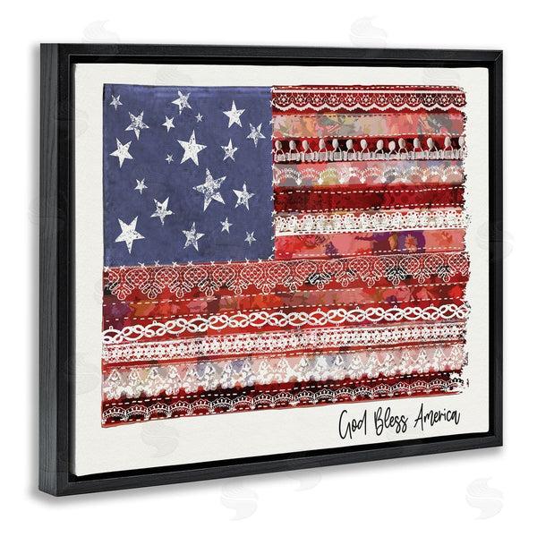 Stupell Industries Erica Billups | God Bless America Phrase Macram� Pattern Flag Wall Art