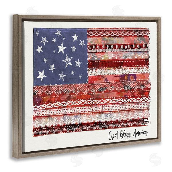 Stupell Industries Erica Billups | God Bless America Phrase Macram� Pattern Flag Wall Art