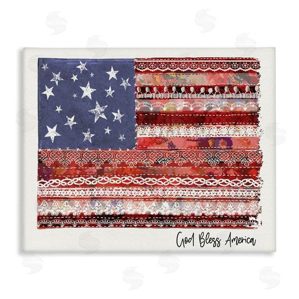 stupell industries Erica Billups | God Bless America Phrase Macram� Pattern Flag Wall Art
