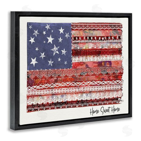 Stupell Industries Erica Billups | Home Sweet Home Phrase Lace Pattern American Flag Wall Art