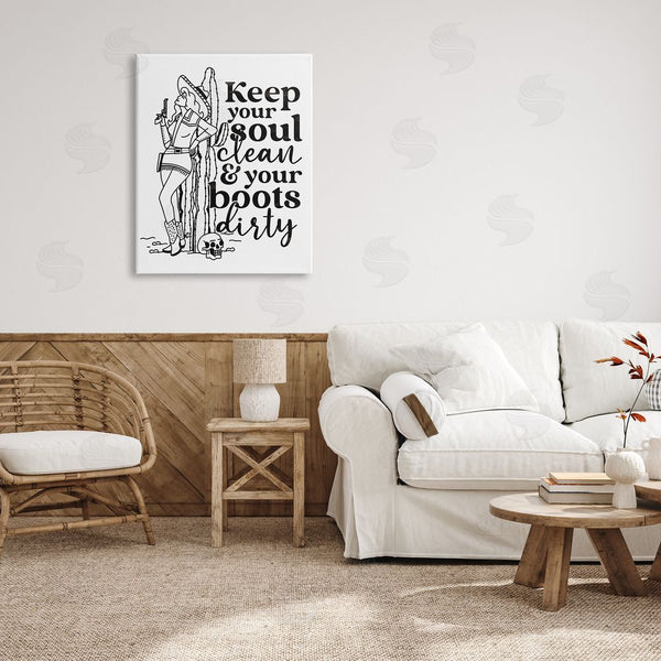 Stupell Industries Erica Billups | Keep Your Soul Clean Boots Dirty Cowgirl Wall Art