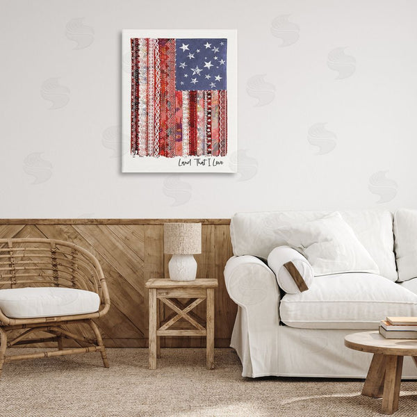 Stupell Industries Erica Billups | Land That I Love Phrase Macram� American Flag Wall Art