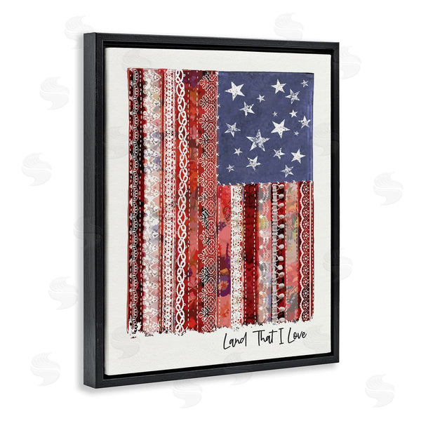 Stupell Industries Erica Billups | Land That I Love Phrase Macram� American Flag Wall Art